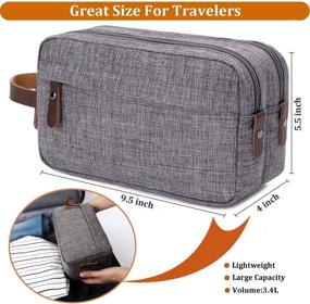 img 2 attached to Waterproof Grey Mens Toiletry Bag Dopp Kit - Travel Bathroom Bag for Shaving, Shower & Cosmetics - Organizational Solution