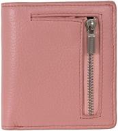 👛 rfid women's leather small compact bifold pocket wallet with id window (pink mini purse) logo