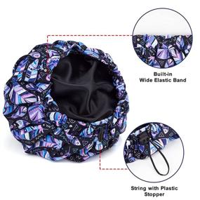 img 2 attached to 💦 Luxurious, Reusable Waterproof Shower Cap for Women with Silk Satin Lining - Extra Large Size, Adjustable for Long Hair