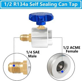 img 2 attached to 🔧 R134a Self Sealing Can Tap Valve Refrigerant Dispenser Tool with 1 R134a Tank Adapter, Suitable for 1/4 Inch and 1/2 Inch Female AC Freon Charging Hose