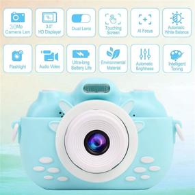 img 3 attached to 📸 Seanme Kids Camera: 3" Touch Screen Digital Camera with Dual Lens, Perfect Toy for 3-8 Year Olds, Professional Children's Camera with 32GB TF Card & Card Reader (Blue)