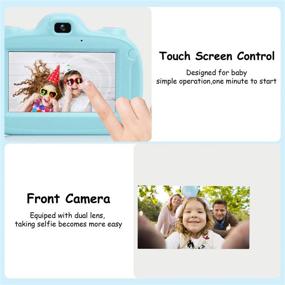 img 2 attached to 📸 Seanme Kids Camera: 3" Touch Screen Digital Camera with Dual Lens, Perfect Toy for 3-8 Year Olds, Professional Children's Camera with 32GB TF Card & Card Reader (Blue)