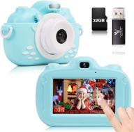 📸 seanme kids camera: 3" touch screen digital camera with dual lens, perfect toy for 3-8 year olds, professional children's camera with 32gb tf card & card reader (blue) logo