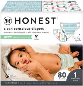 img 3 attached to 👶 Клубная упаковка пеленок The Honest Company Clean Conscious - Точки & Тире + Мультицветные Жирафы, размер 1, 80 штук (Упаковка и рисунок могут отличаться)