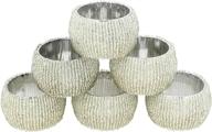 shalinindia beaded napkin rings: set of 6 silver christmas ornaments for stunning table decor logo