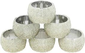img 4 attached to Shalinindia Beaded Napkin Rings: Set of 6 Silver Christmas Ornaments for Stunning Table Decor