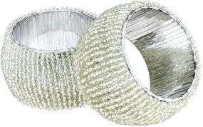 img 2 attached to Shalinindia Beaded Napkin Rings: Set of 6 Silver Christmas Ornaments for Stunning Table Decor