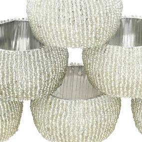 img 3 attached to Shalinindia Beaded Napkin Rings: Set of 6 Silver Christmas Ornaments for Stunning Table Decor