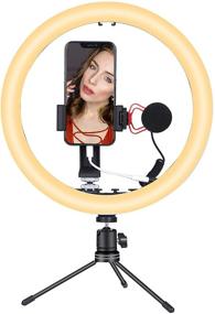 img 1 attached to 58-Inch Tripod & 12-Inch LED Ring Light Video Kit with Microphone for iPhone & Android Smartphones: Ideal for Live Streaming, Vlogging, Selfies - iPhone 7/8/X/XS MAX, 11 Pro, 12 & Samsung