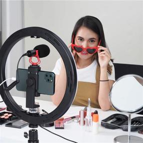 img 3 attached to 58-Inch Tripod & 12-Inch LED Ring Light Video Kit with Microphone for iPhone & Android Smartphones: Ideal for Live Streaming, Vlogging, Selfies - iPhone 7/8/X/XS MAX, 11 Pro, 12 & Samsung