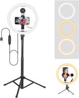 58-inch tripod & 12-inch led ring light video kit with microphone for iphone & android smartphones: ideal for live streaming, vlogging, selfies - iphone 7/8/x/xs max, 11 pro, 12 & samsung logo