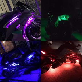 img 2 attached to 🏍️ SUNPIE 16-Piece Motorcycle LED Light Kit: Multi-Color Accent Glow Neon Ground Effect Atmosphere Lights with Wireless Remote Controller for Harley, Kawasaki, Suzuki