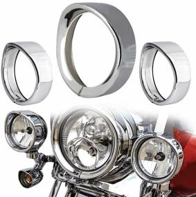 img 1 attached to 🏍️ Enhance Harley's Style with LABLT Chrome 4.5" Visor Trim Ring + 7'' Headlight Replacement