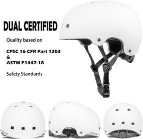 img 3 attached to 🛹 Exclusky Skateboard Helmet – Dual Certified for Youth & Adults – Ideal for Bicycles, Skating, Roller Skates, Scooters, and Longboards