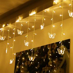 img 3 attached to 🎄 Decorman Curtain Lights: 48 LED USB Powered 8 Modes Waterproof Window Curtain String Lights with 10 Butterflies Twinkle Lights - Perfect Christmas Holiday Party Room Decoration (Warm White)