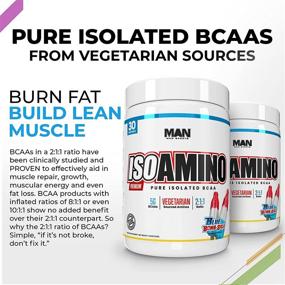 img 3 attached to 💪 Man Sports ISO Amino Pure Изолированный порошок BCAA - мощный дополнитель для построения сухой мышечной массы и жиросжигания - 100% натуральные ингредиенты, без наполнителей, без искусственных красителей - вкус Blue Bomb-Sicle - 30 порций