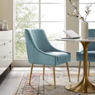 optimized: modway pleated back upholstered 🪑 performance velvet dining chair in light blue логотип