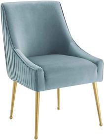 img 3 attached to Optimized: Modway Pleated Back Upholstered 🪑 Performance Velvet Dining Chair in Light Blue