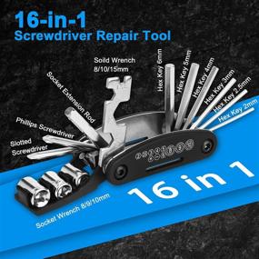 img 2 attached to DeShan 53PCS Bike Tire Repair Tool Kit: 16-in-1 Tool, 210PSI Mini Gauge Hand Pump, Bicycle Tire Patch Kit for Mountain and Road Bikes