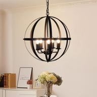 💡 metal 5-light globe pendant lighting – dllt adjustable hanging ceiling chandelier flush mount for kitchen, dining room, living room, hallway, bedroom, entryway – e12 matte black логотип