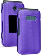 purple grid texture snap-on case for cingular flip 4 and cricket debut phones logo