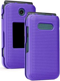 img 4 attached to Purple Grid Texture Snap-On Case for Cingular Flip 4 and Cricket Debut Phones