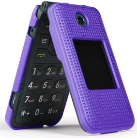 img 1 attached to Purple Grid Texture Snap-On Case for Cingular Flip 4 and Cricket Debut Phones