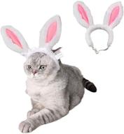 🐰 aniac pet headgear soft headband with cute bunny ears - warm hat head accessories for easter costume - cats, kittens, puppies, and small dogs логотип