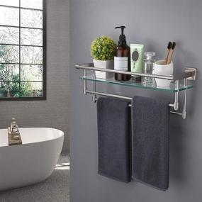 img 4 attached to 🚽 Enhance Your Bathroom with the Heavy-Duty KES Bathroom Glass Shelf featuring Double Towel Bar and Rail - SUS304 Stainless Steel Brushed Finish, Wall Mount - A2225B-2