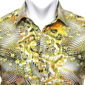 img 3 attached to 🌸 Discover the Glamorous Barry Wang Novelty Button Flower Shirts for Men