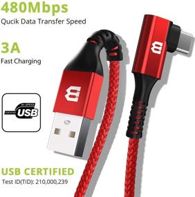 img 2 attached to 🔌 Fast Charging Right Angle USB C Cable (2-Pack 6.6ft) - BrexLink 90 Degree USB A to Type C Charger Cable for Samsung Galaxy, Pixel, LG V30 (Red)