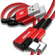 🔌 fast charging right angle usb c cable (2-pack 6.6ft) - brexlink 90 degree usb a to type c charger cable for samsung galaxy, pixel, lg v30 (red) logo