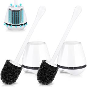 img 4 attached to Uptronic Toilet Brush and Holder 2 Pack: Long Handle + Ventilated Design for Comfortable Bathroom Toilet Cleaning