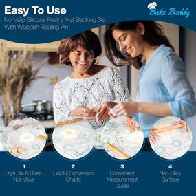 img 1 attached to 🥐 Набор для выпечки Bake Buddy: силиконовый коврик для выпечки XL размера с измерениями и бонусным валиком