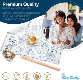 img 2 attached to 🥐 Набор для выпечки Bake Buddy: силиконовый коврик для выпечки XL размера с измерениями и бонусным валиком