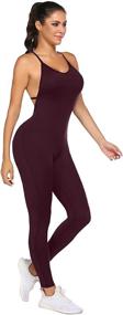 img 1 attached to COOrun Women's Yoga Jumpsuit: Stylish Backless Sports Romper for Sleeveless Gym Bodysuit Bliss