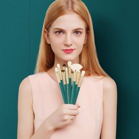 img 3 attached to 👁️ TEXAMO Eye Makeup Brush Set: 10 Pcs Eyeshadow Brushes with Gold Leather Case & Green Handles