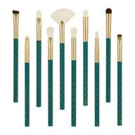 👁️ texamo eye makeup brush set: 10 pcs eyeshadow brushes with gold leather case & green handles logo