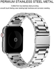 img 3 attached to Браслет U191U, совместимый с Apple Watch 38 мм и 42 мм, нержавеющая сталь, металлическая застежка, ремешок iWatch 40 мм и 44 мм, замена браслета для Apple Watch Series 4/3/2/1 спортивное издание (серебро)