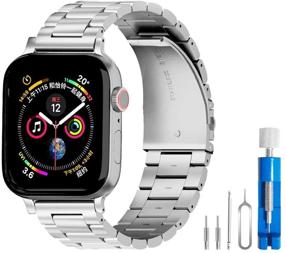 img 4 attached to Браслет U191U, совместимый с Apple Watch 38 мм и 42 мм, нержавеющая сталь, металлическая застежка, ремешок iWatch 40 мм и 44 мм, замена браслета для Apple Watch Series 4/3/2/1 спортивное издание (серебро)