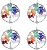 🌳 wholesale natural quartz tree of life pendant – 4 pcs 7 chakra healing charms for jewelry making (silver) logo