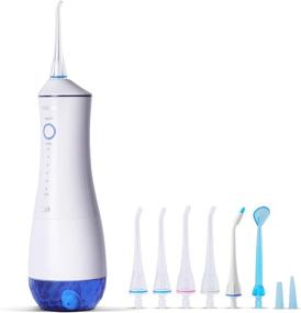 img 4 attached to 💦 Yunchi V26 Electric Water Flosser: Powerful 180psi Cordless Dental Irrigator with 6 Modes & 8 Tips - Blue, for Travel & Home Use