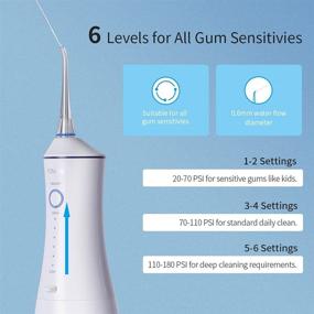 img 1 attached to 💦 Yunchi V26 Electric Water Flosser: Powerful 180psi Cordless Dental Irrigator with 6 Modes & 8 Tips - Blue, for Travel & Home Use