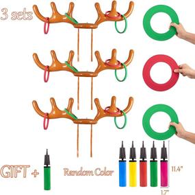 img 2 attached to 🎄 "LuckySea Надувные обручи с рогами оленя в комплекте 3 штуки: игра на рождественской вечеринке с пожеланиями, на Рождество и новогодний праздник, включая насос