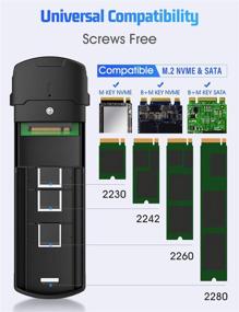 img 1 attached to 📦 Elecife M.2 NVME NGFF SSD Корпус без инструментов, USB C 3.1 Gen 2 10 Гбит/сек M.2 SATA PCIe Адаптер - Быстрый и простой внешний корпус твердотельного накопителя, поддерживает M-Key B+M-Key, UASP Trim, размеры SSD 2230/2242/2260/2280.