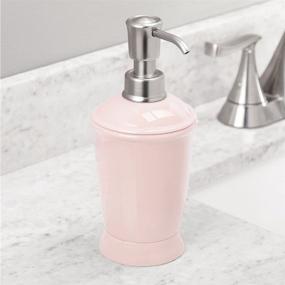 img 2 attached to 🛁 mDesign Plastic Bathroom Vanity Counter Set - Refillable Soap Dispenser, Divided Toothbrush Stand - 2 Pieces - Light Pink