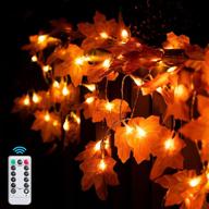 🍁 2-pack fall maple leaf string lights for thanksgiving home decorations - 40 led battery operated lights for indoor/outdoor use - 8 modes remote control autumn lights string for fall decor & garland логотип