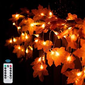 img 4 attached to 🍁 2-Pack Fall Maple Leaf String Lights for Thanksgiving Home Decorations - 40 LED Battery Operated Lights for Indoor/Outdoor Use - 8 Modes Remote Control Autumn Lights String for Fall Decor & Garland