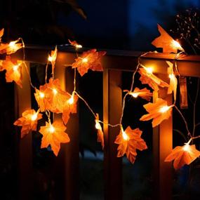 img 3 attached to 🍁 2-Pack Fall Maple Leaf String Lights for Thanksgiving Home Decorations - 40 LED Battery Operated Lights for Indoor/Outdoor Use - 8 Modes Remote Control Autumn Lights String for Fall Decor & Garland