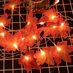 img 2 attached to 🍁 2-Pack Fall Maple Leaf String Lights for Thanksgiving Home Decorations - 40 LED Battery Operated Lights for Indoor/Outdoor Use - 8 Modes Remote Control Autumn Lights String for Fall Decor & Garland